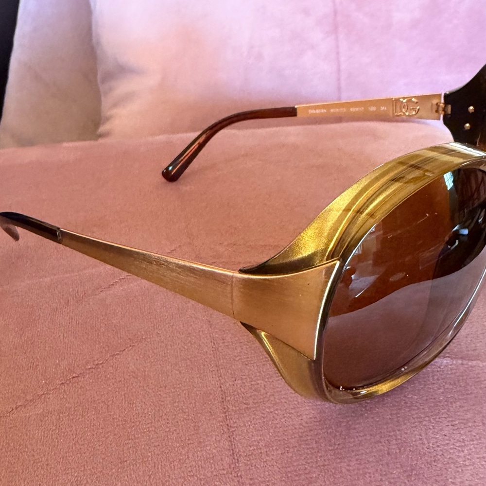DOLCE & GABANNA Oversized Amber/Brown Women's Sunglasses - Picture 2 of 8